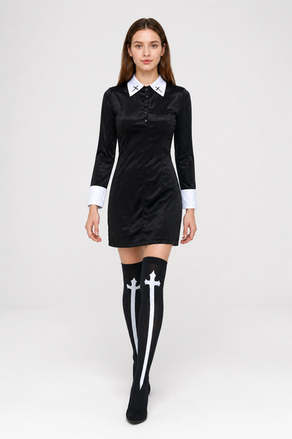 Black Stage Costume with White Collar and Cuffs Costumes detail 2