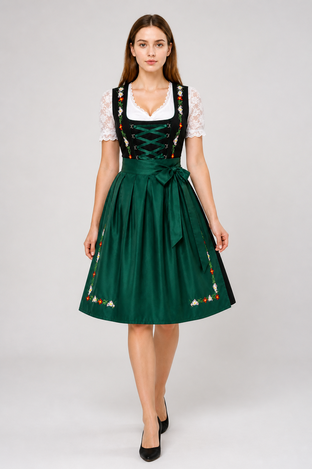 Dress with Corset Lacing and Lace Sleeves Costume Dresses detail 2