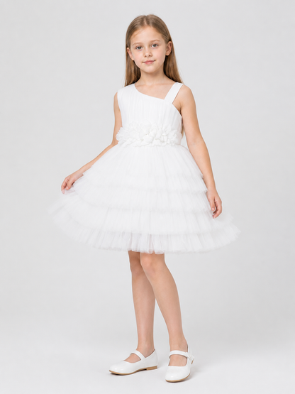 White Girls’ Dress with a Full Tulle Skirt product detail 2