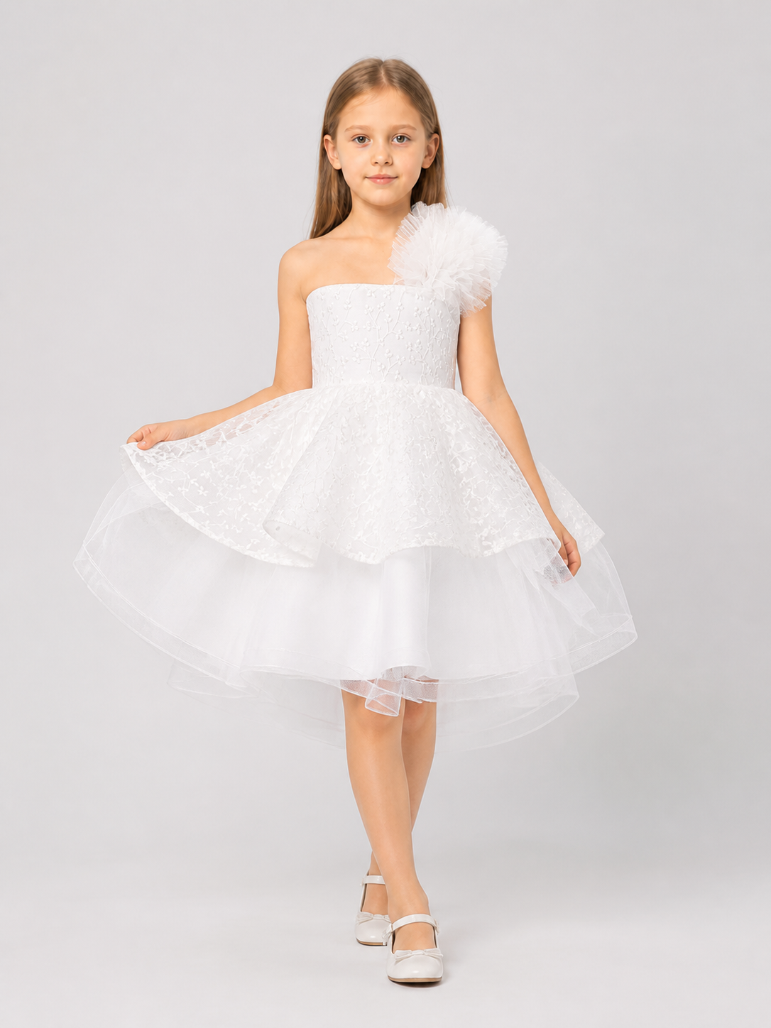 Girls’ Princess Dress with Tulle Skirt and Train product detail 2