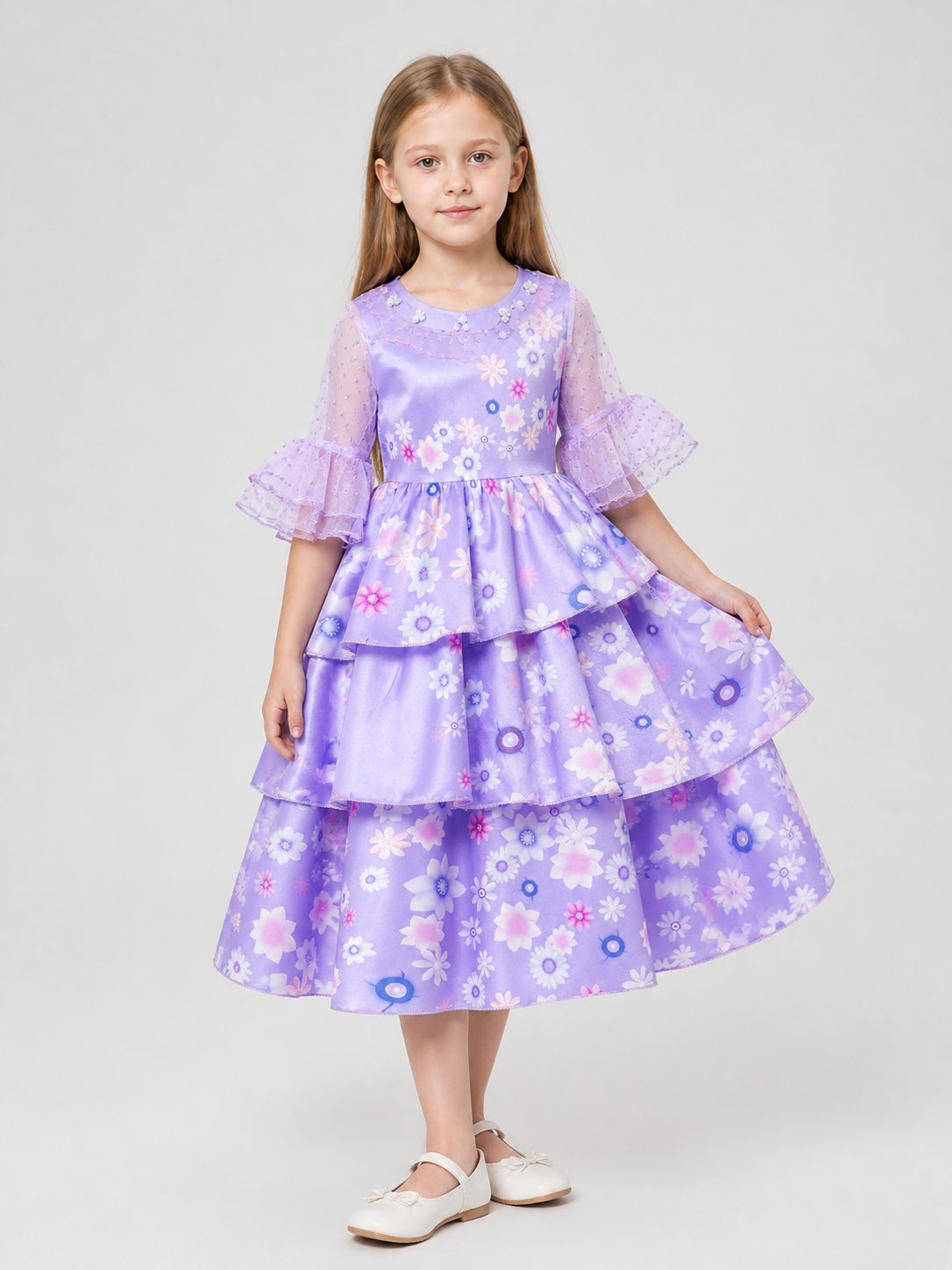 Children's Fancy Purple Cosplay Dress with Ruffles Costume Dresses detail 2