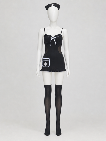 Medical Uniform: Black Dress with White Trim