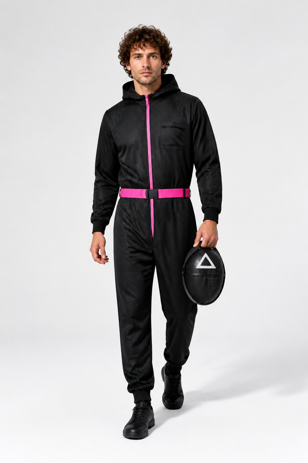 Black Cosplay Jumpsuit with Mask and Hood Costume Masks detail 2