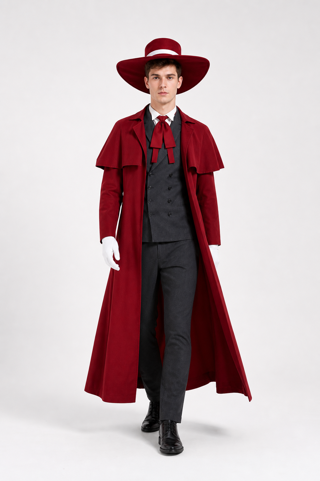 Vampire Costume with Long Coat and Hat Costume Headwear detail 2