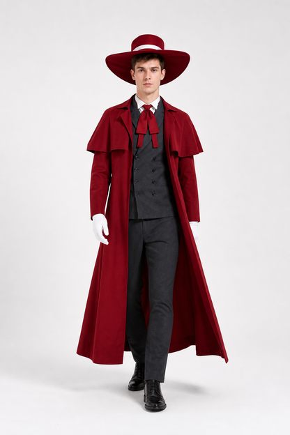 Vampire Costume with Long Coat and Hat Costume Headwear detail 2