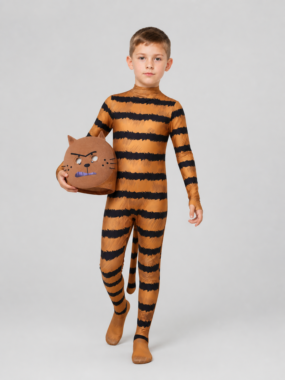 Petey the Cat Cosplay Costume, Striped Jumpsuit with Mask Costume Masks detail 2