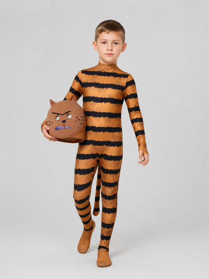 Petey the Cat Cosplay Costume, Striped Jumpsuit with Mask Costume Masks detail 2