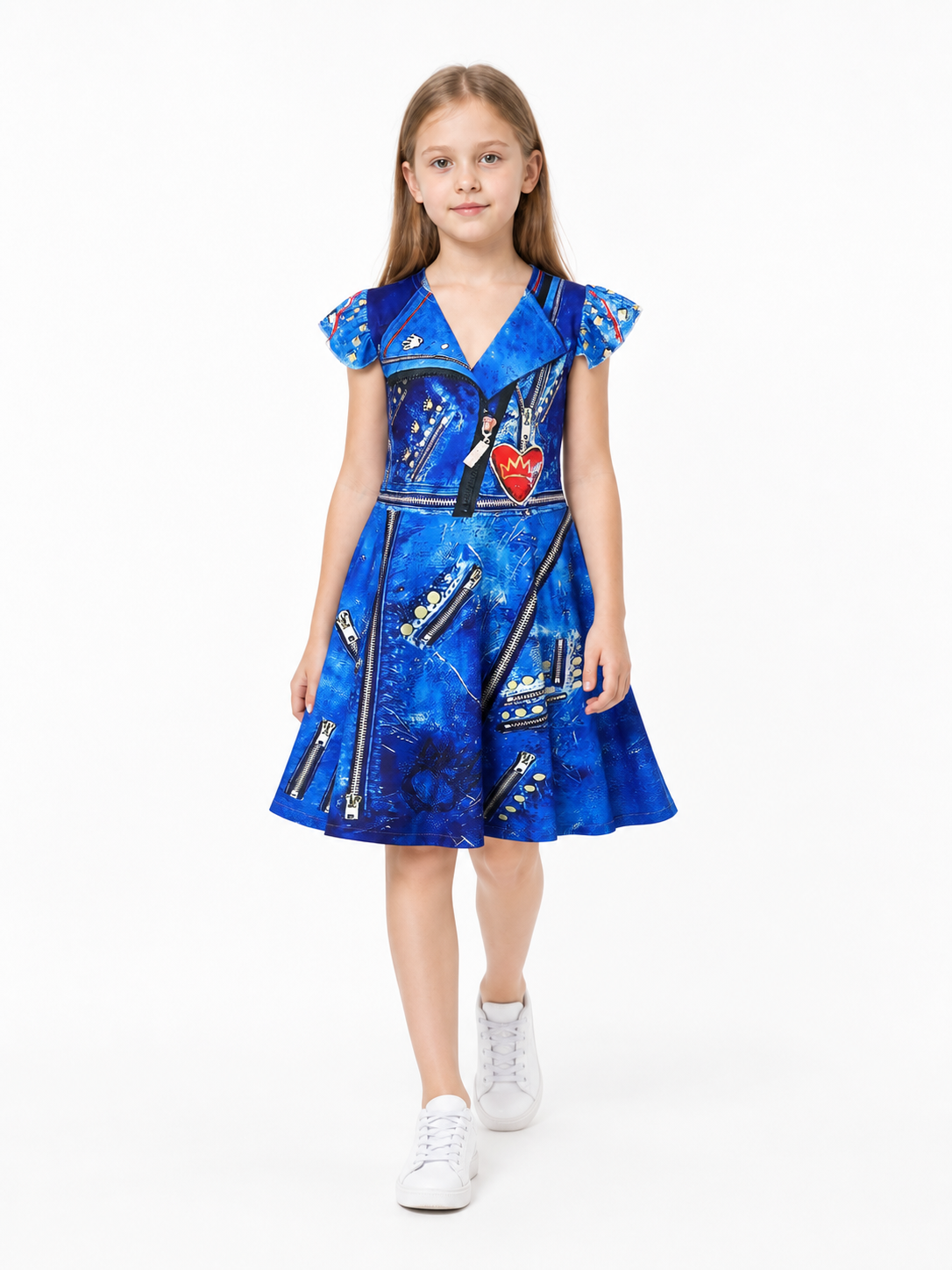 Children's Blue Halloween Dress with Crown and Lightning Bolts Costume Dresses detail 2