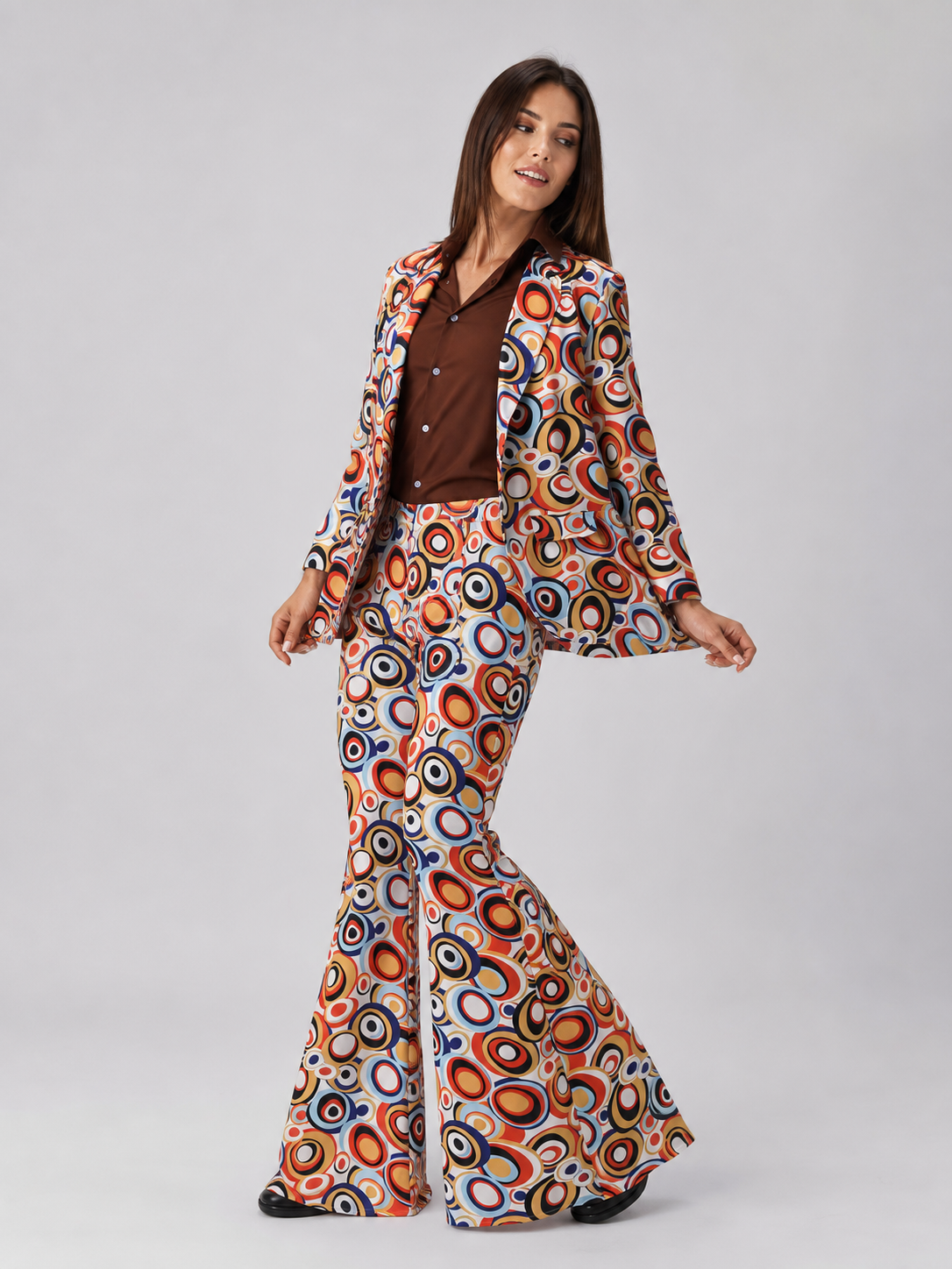 Retro Geometric Print Two-Piece Suit product detail 2