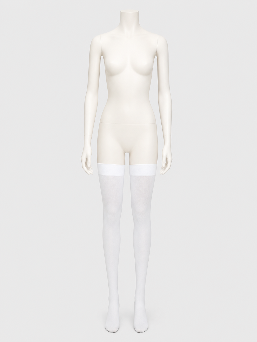 White Thigh-High Stockings in Semi-Transparent Mesh product detail 2
