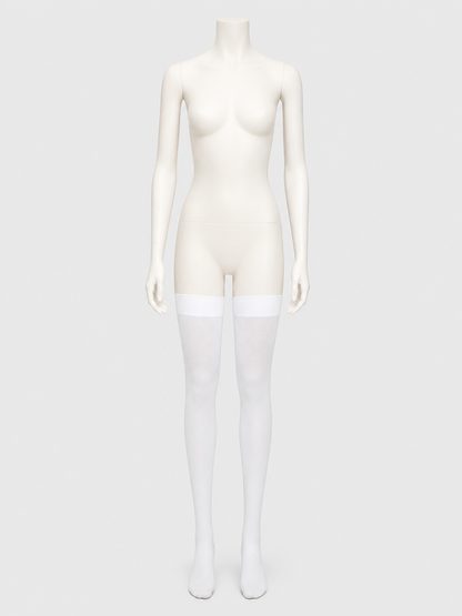 White Thigh-High Stockings in Semi-Transparent Mesh product detail 2