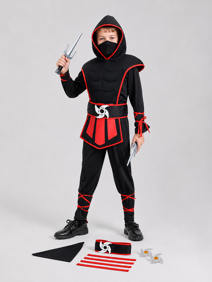 Ninja Cosplay Costume, Red and Black, with Hood Costumes detail 2