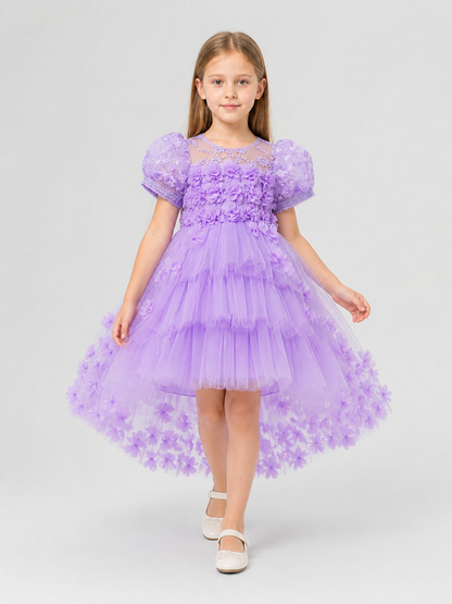 Girls' Formal Dress with Full Skirt, Lace, and Train Costume Dresses detail 2