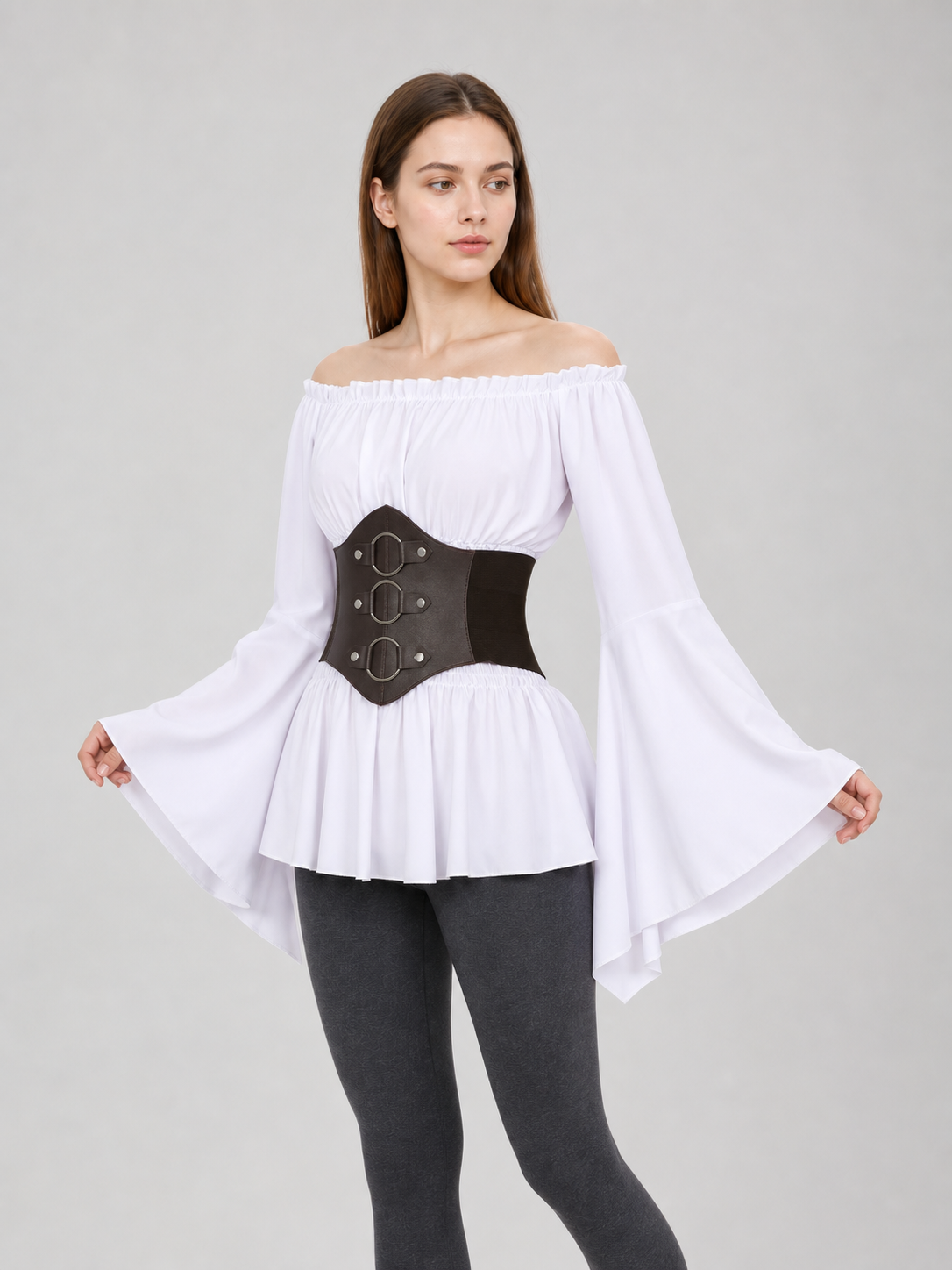 Off-the-Shoulder Blouse with Belt for Cosplay