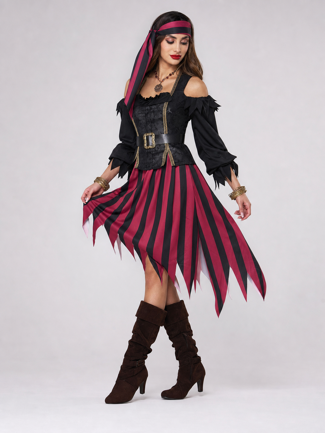 Pirate Cosplay Costume with Corset and Headscarf