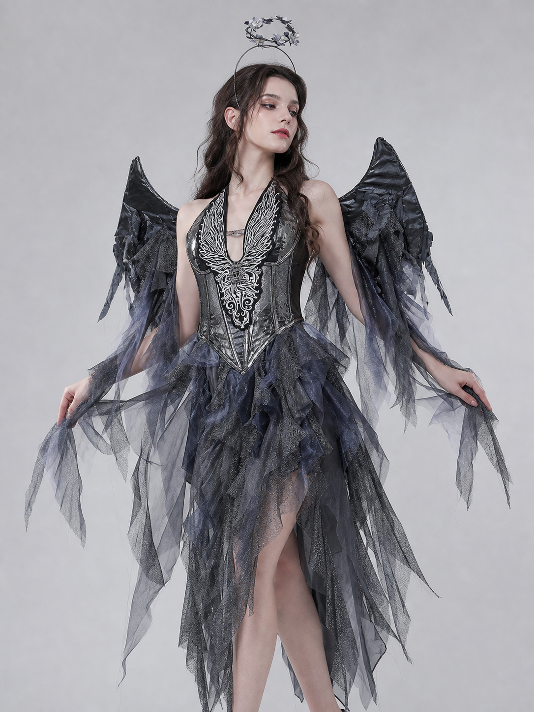 Gothic Angel Costume with Wings for Cosplay Costumes detail 2