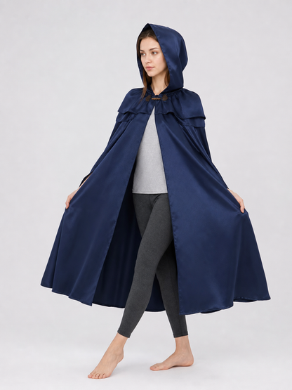 Viking Hooded Cape Cloak, Dark Blue