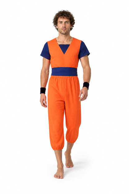 Orange and Blue Short-Sleeve Cosplay Jumpsuit Costumes detail 2