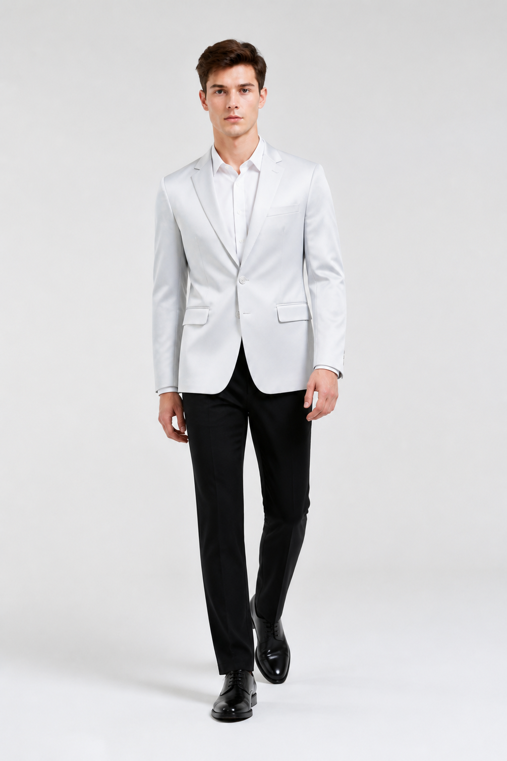 Fitted White Stand-Collar Blazer product detail