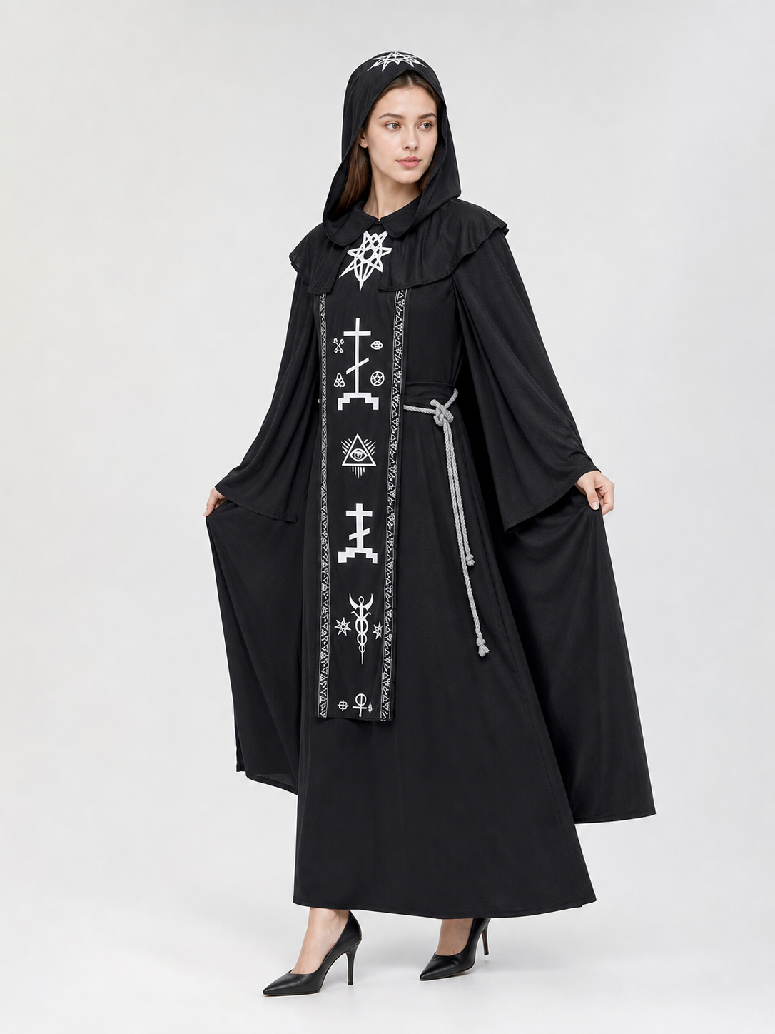 Hooded Wizard Costume, Cosplay Robe