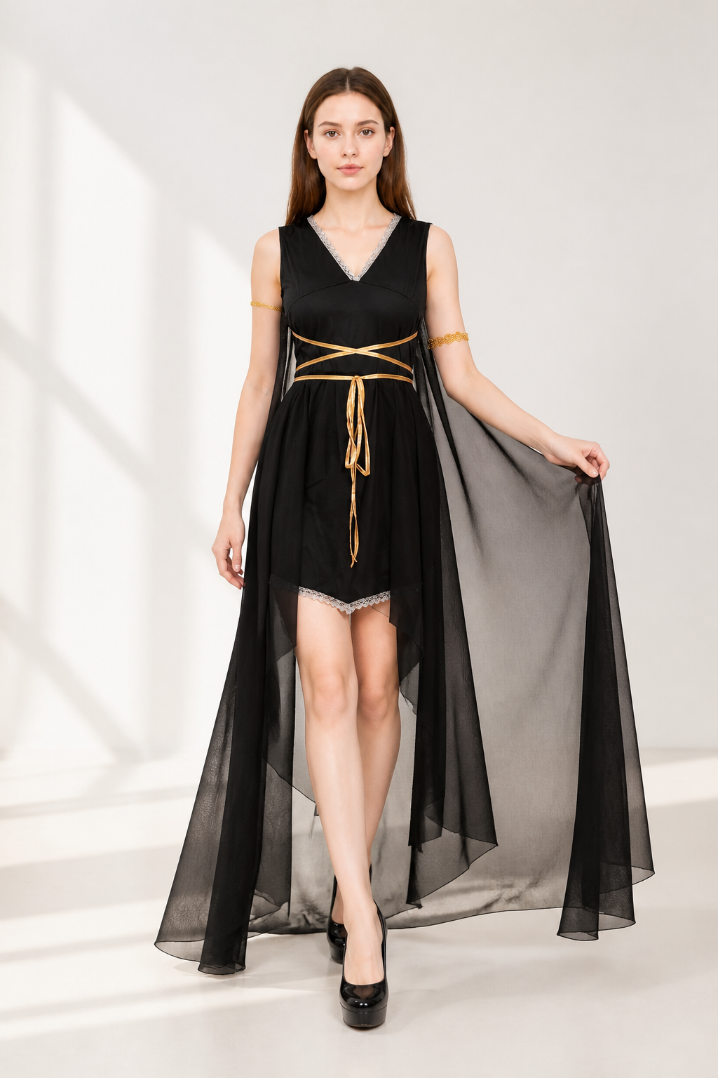 Costume with Dress and Long Sheer Cape Costume Dresses detail