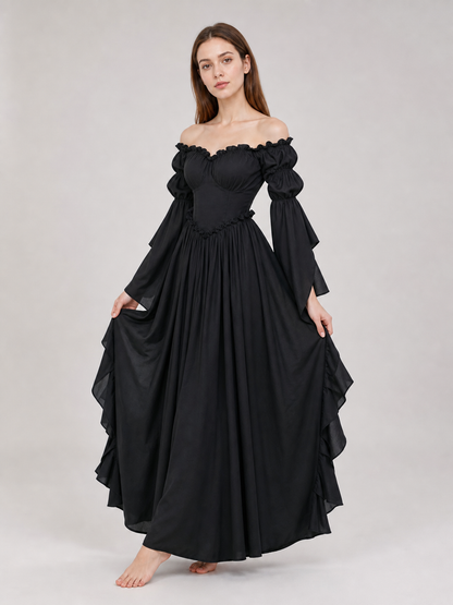 Black Long Gothic Vintage-Style Dress