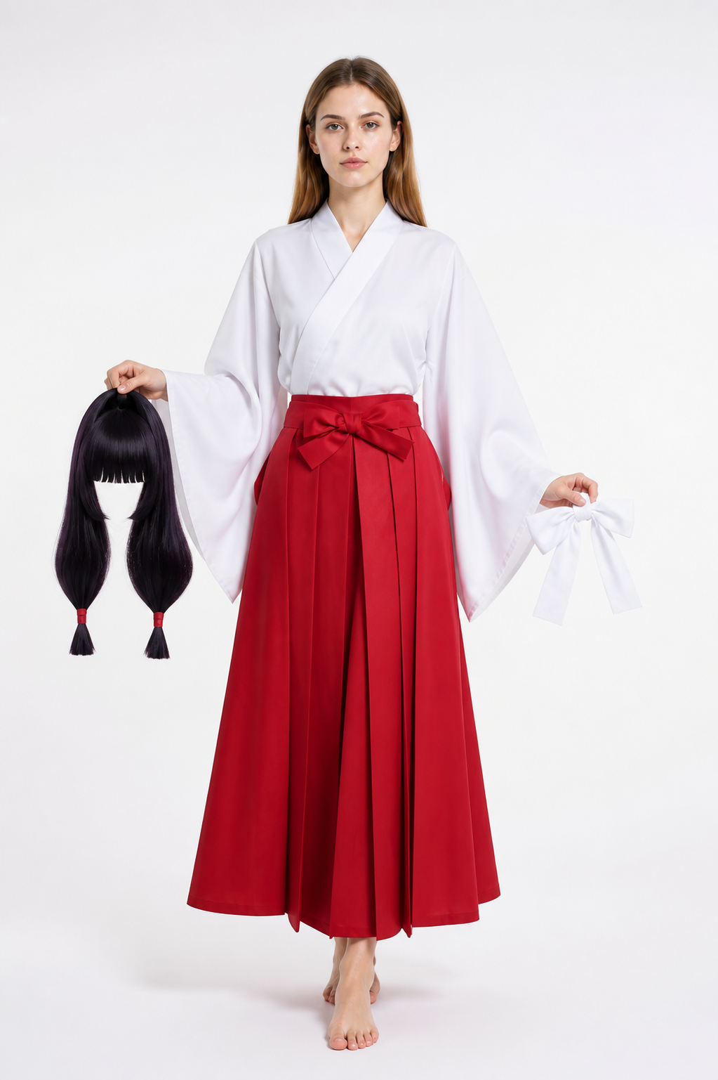 Utahime Cosplay Costume with Wig and Pleated Skirt Costume Wigs detail 2