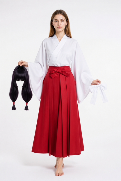 Utahime Cosplay Costume with Wig and Pleated Skirt Costume Wigs detail 2