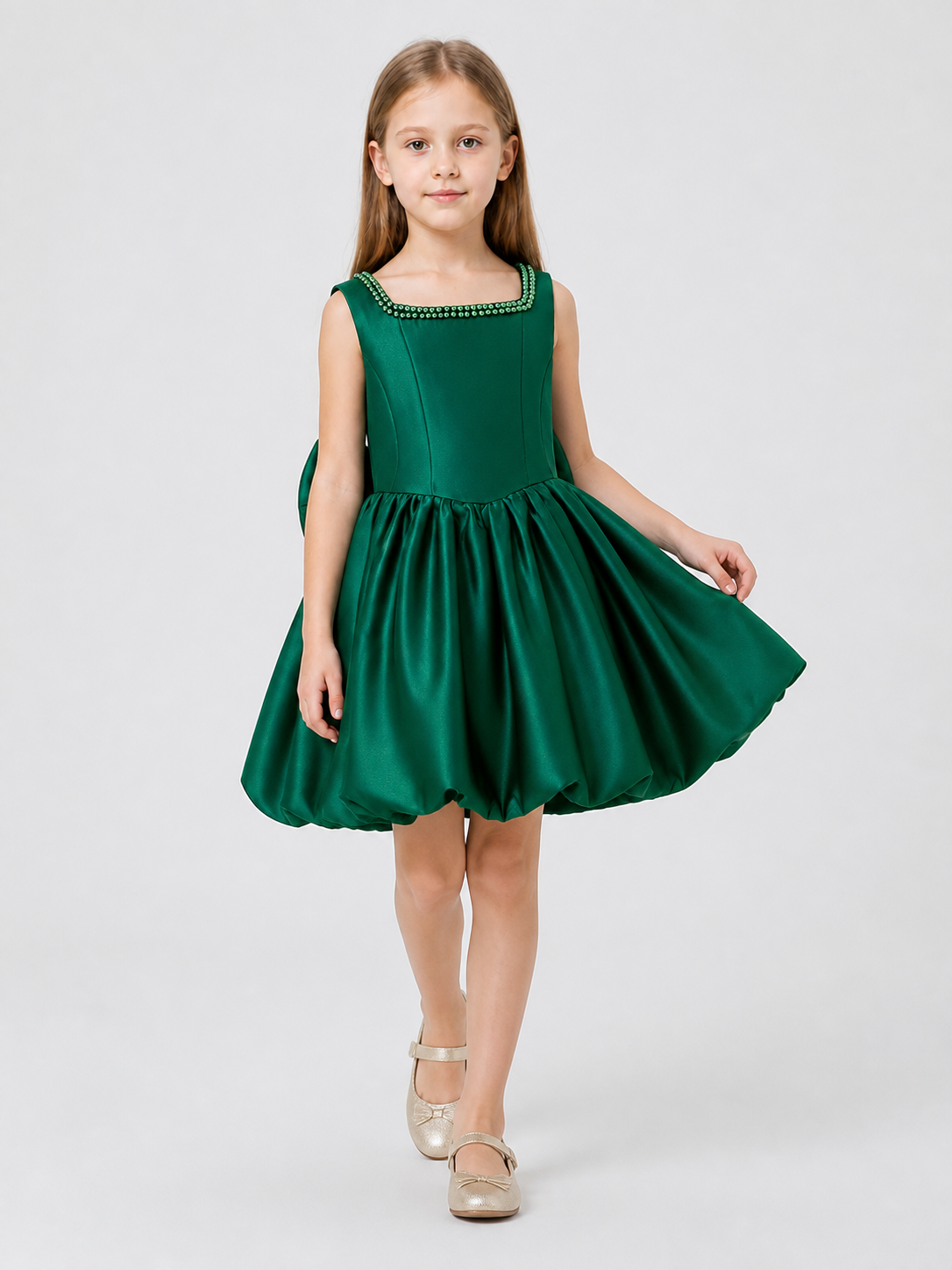 Emerald Princess Dress with a Full Skirt and Rhinestones Costume Dresses detail 2