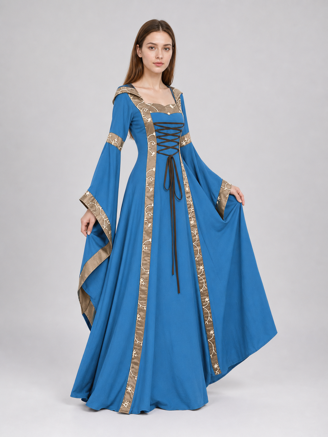 Medieval Hooded Lace-Up Dress