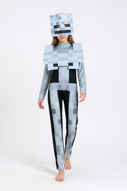 Pixel-Style Skeleton Costume Jumpsuit Costumes detail 2