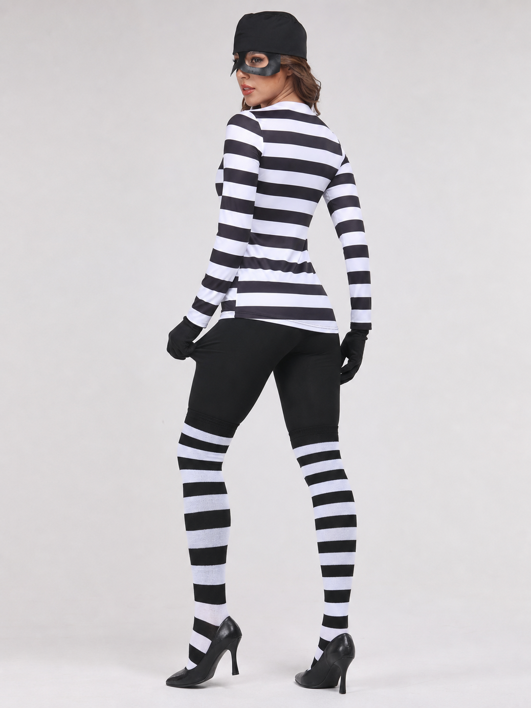 Thief Cosplay Costume, Striped Top and Pants Costumes detail