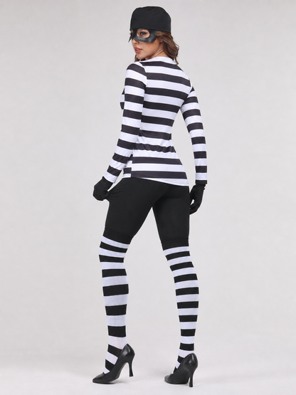 Thief Cosplay Costume, Striped Top and Pants Costumes detail