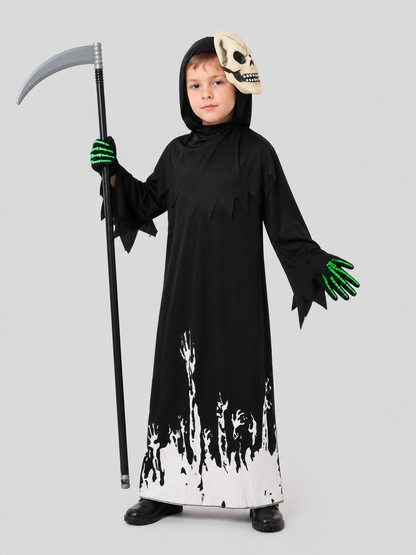 Death Costume with Mask, Glow-in-the-Dark Gloves, and Scythe Costume Masks detail 2