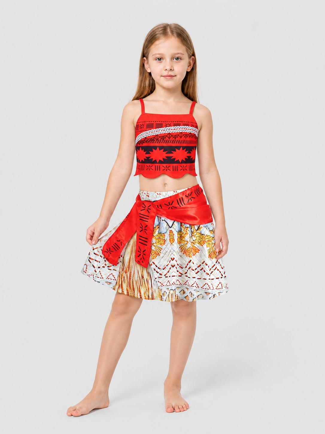 Moana Costume, Red Top and Skirt Set