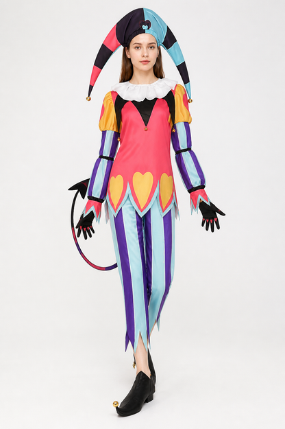 Clown Costume with Yellow Hearts and a Pointed Hat Costume Headwear detail