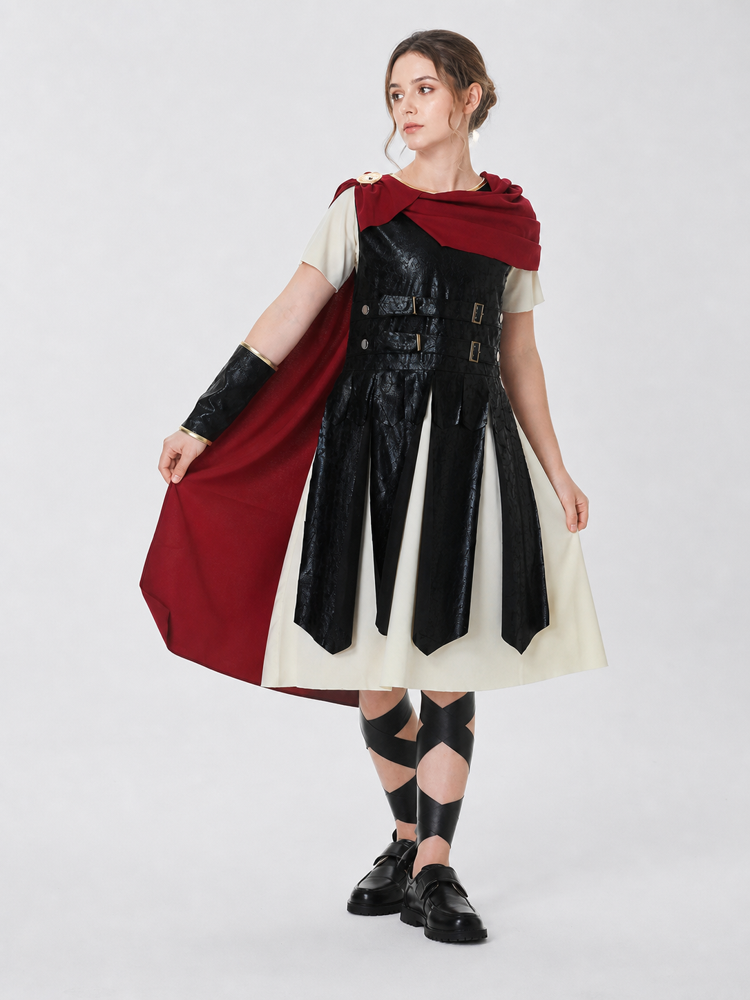 Character Costume: Retro Dress with Cape and Belts Costume Dresses detail