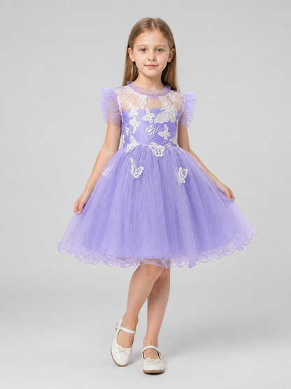 Festive Dress with Full Skirt, Flowers, and Butterflies Costume Dresses detail 2