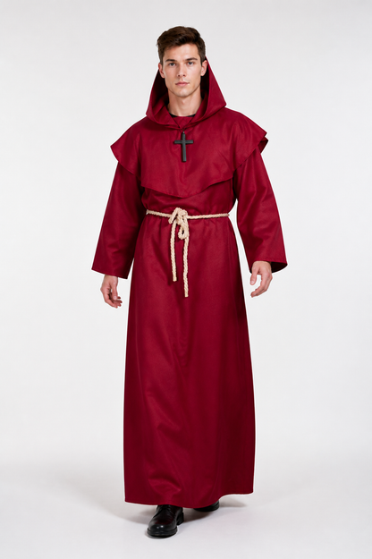Red Monk's Robe with Hood and Cross product detail 2