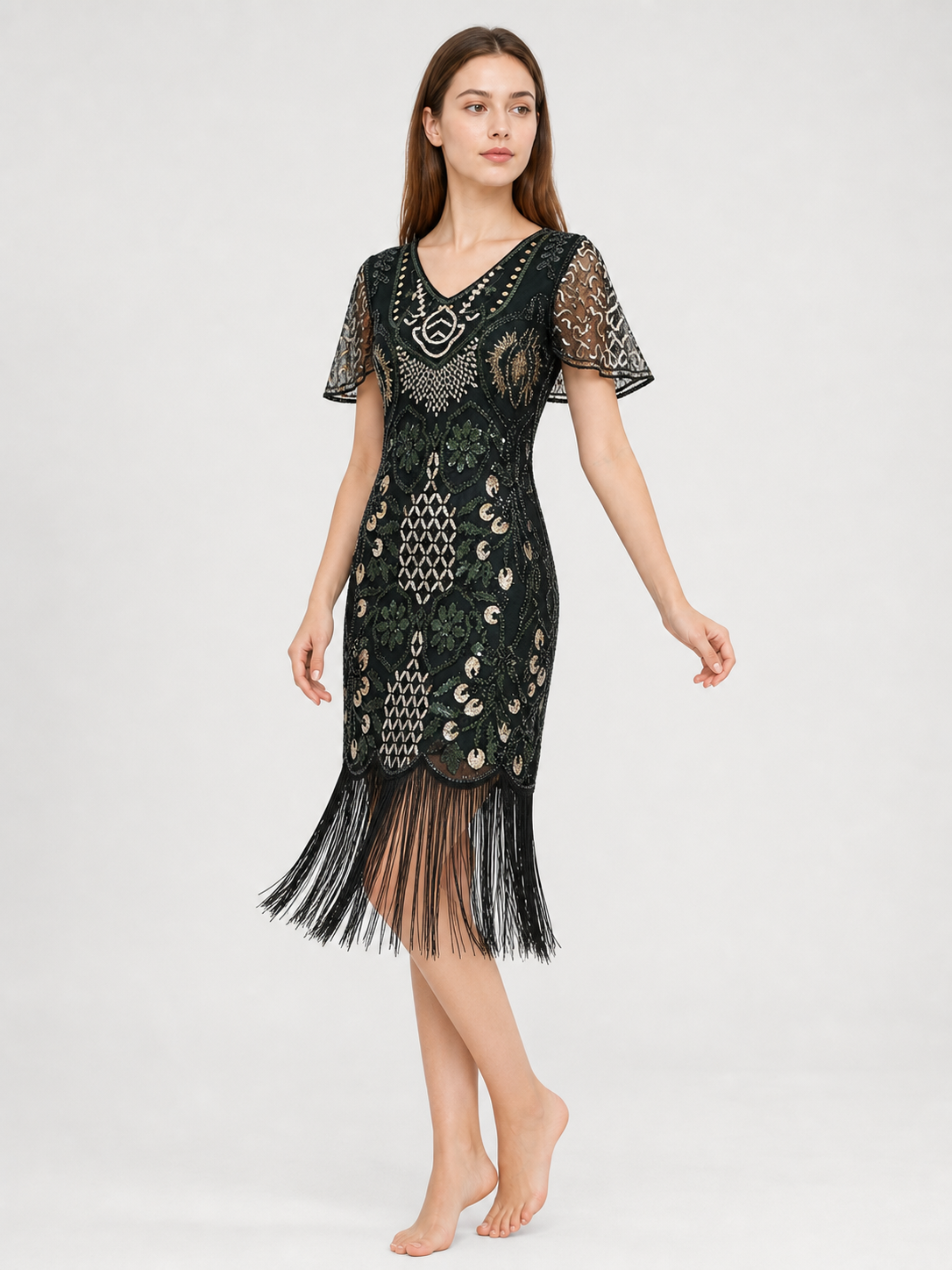 Vintage Art Deco Fringe and Sequin Dress