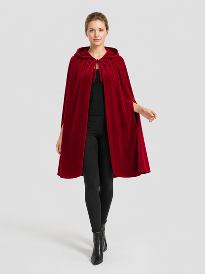 Red Hooded Cape with Lace for Halloween Costume Capes detail