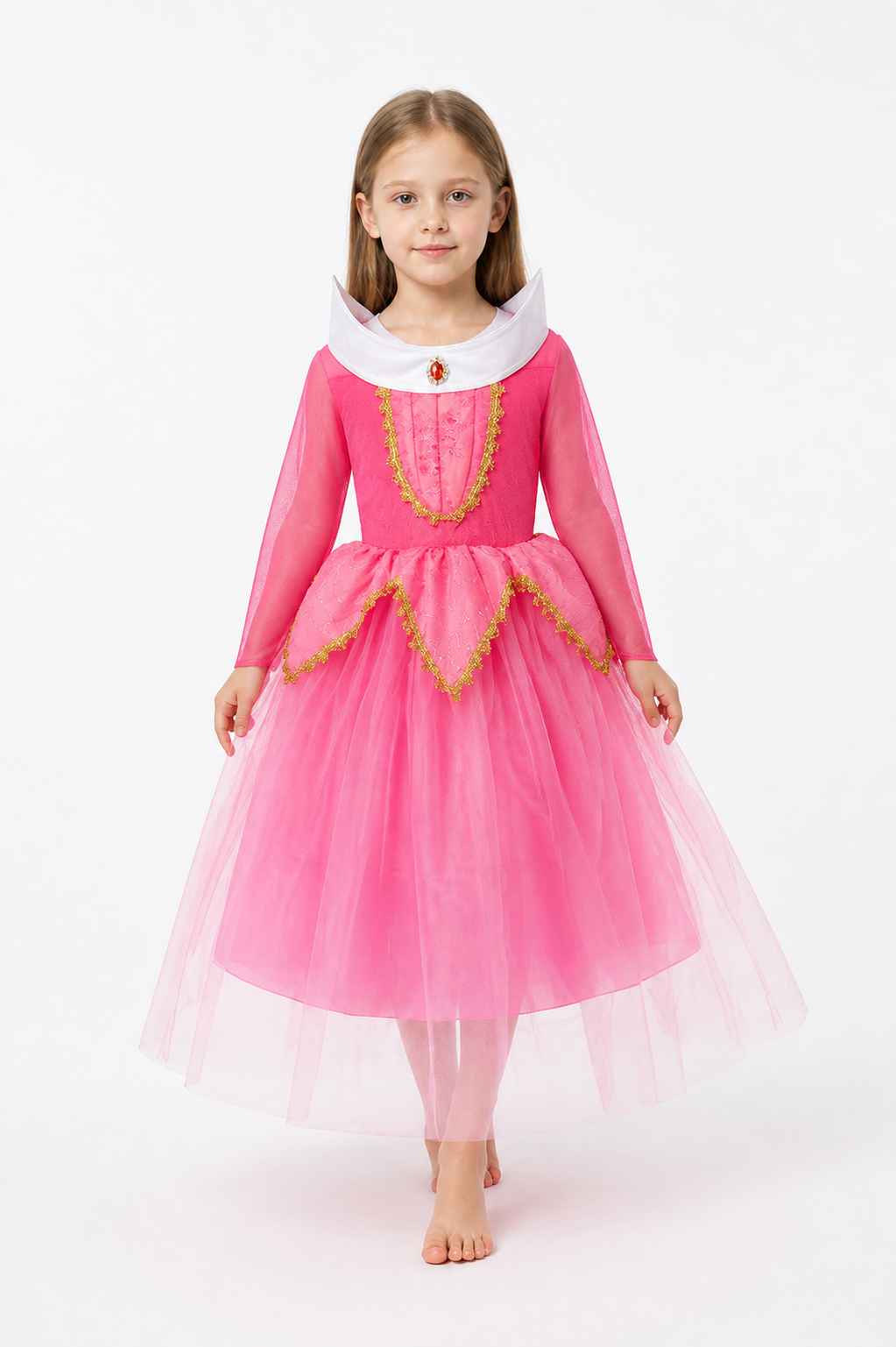 Full White, Pink, and Gold Princess Dress Costume Dresses detail 2