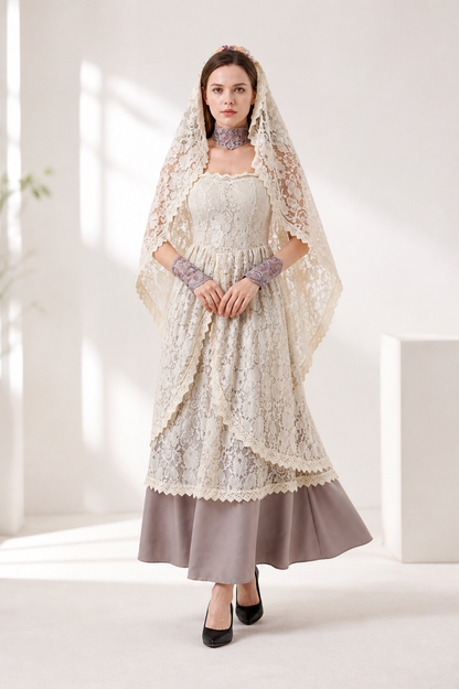 Lace Carnival Costume with Dress and Cape