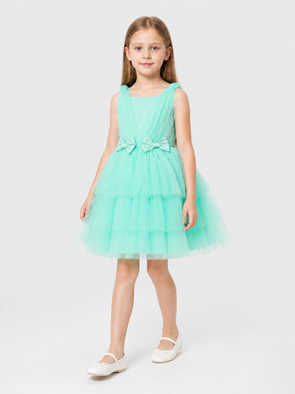 Mint Green Girls' Dress with Bows and a Full Skirt Costume Dresses detail 2