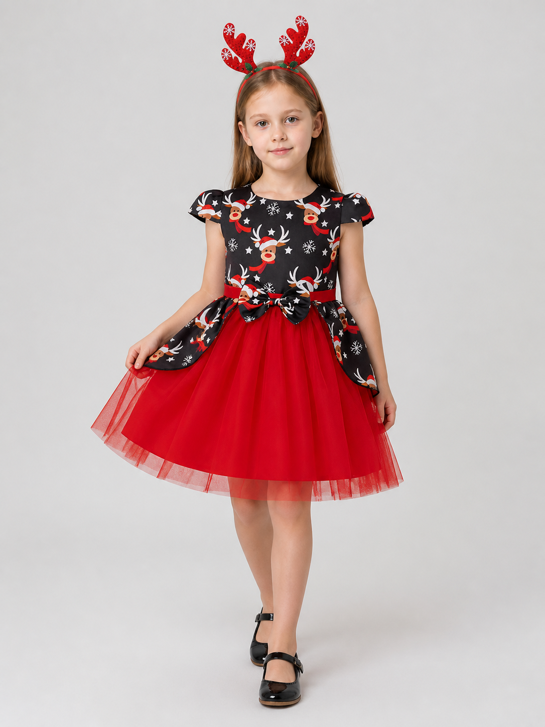 Children’s Christmas Dress with Tulle Skirt and Headband product detail 2