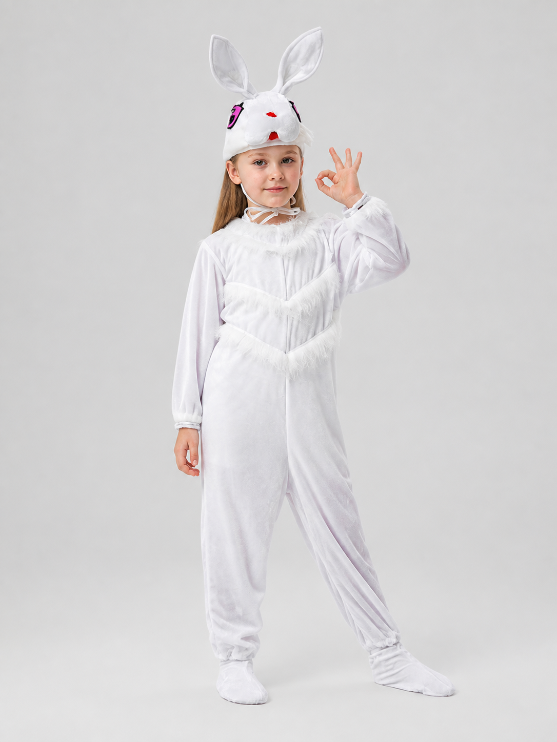 Bunny Costume: White Jumpsuit with Ears Costumes detail 2