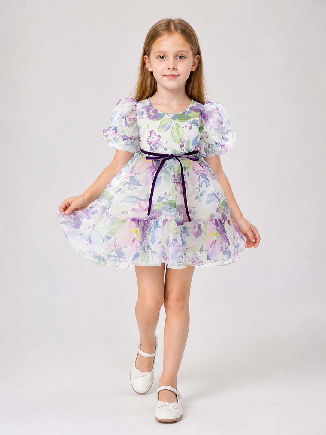 Tutu Dress with Bows and Floral Print for Special Occasions Costume Dresses detail 2