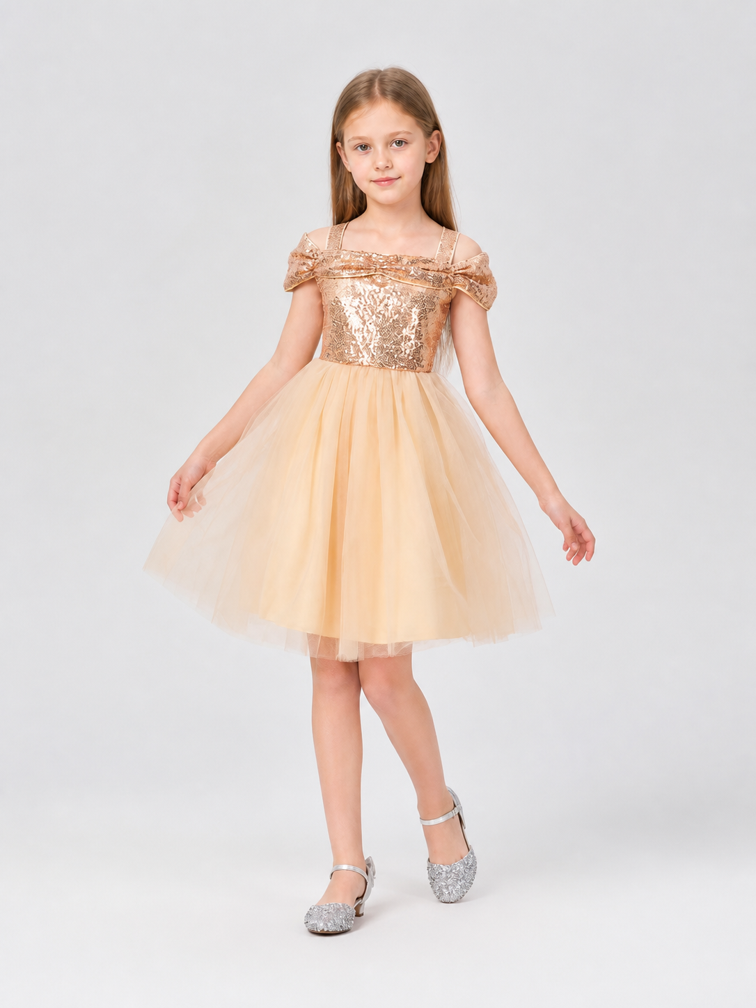 Princess Dress with Sequins, Full Skirt, and Tulle