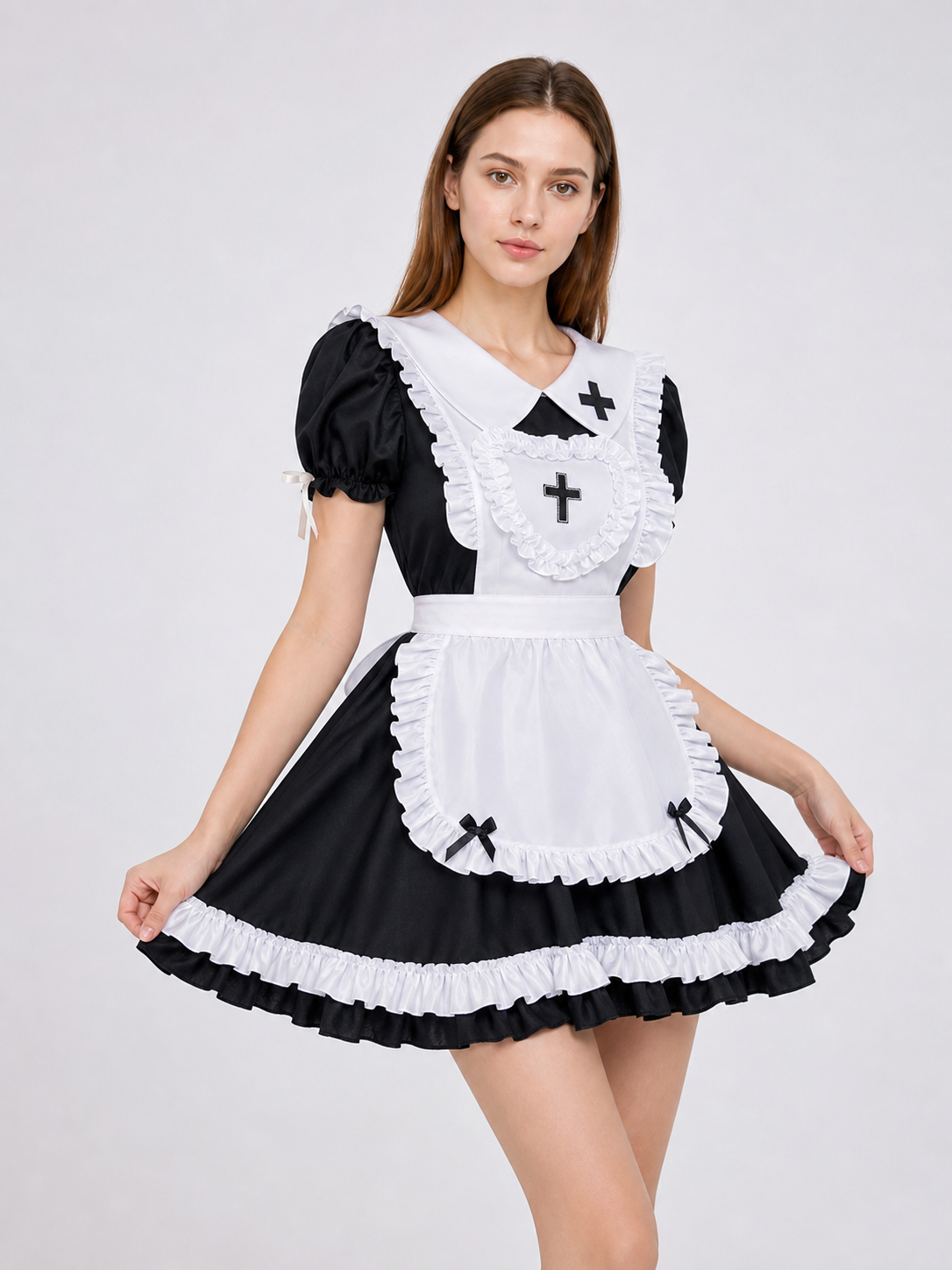 Black-and-White Gothic Lolita-Style Dress Costume