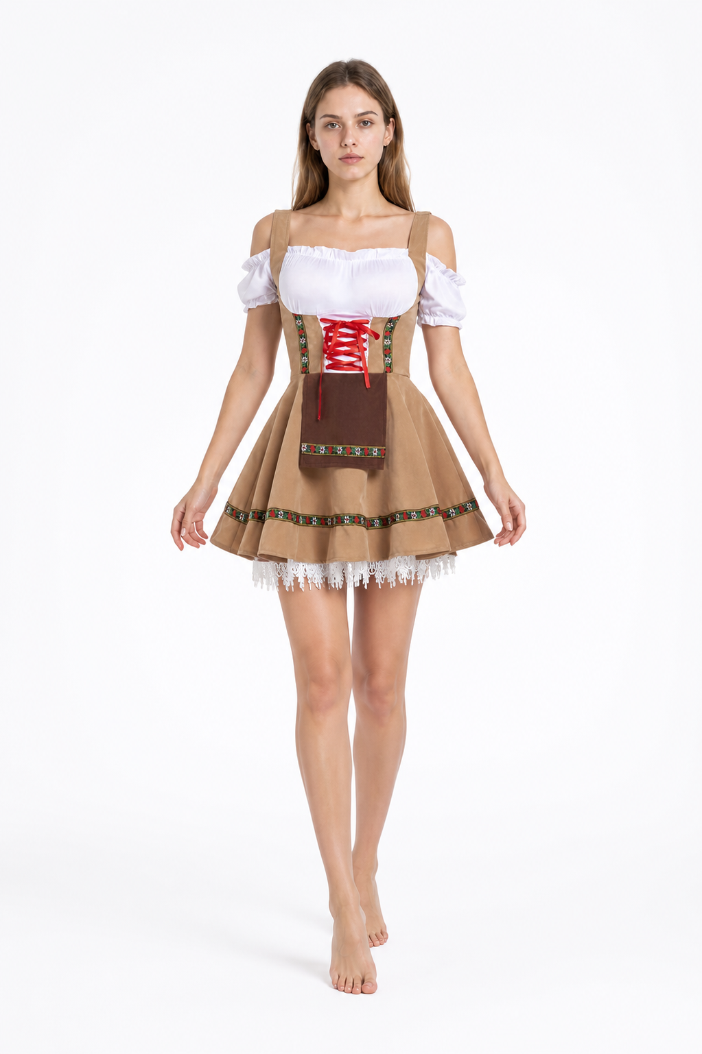 Bavarian Dress with Red Lacing for a Beer Festival Costume Dresses detail